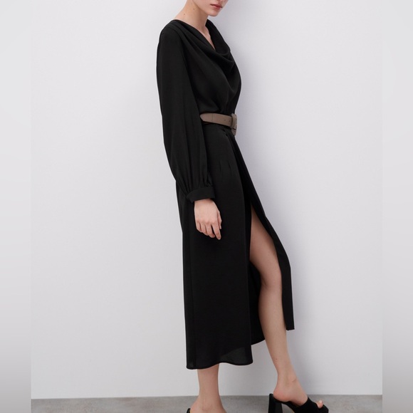 zara grey zip up dress Lace Halter Crepe Maxi Dress main image 1
